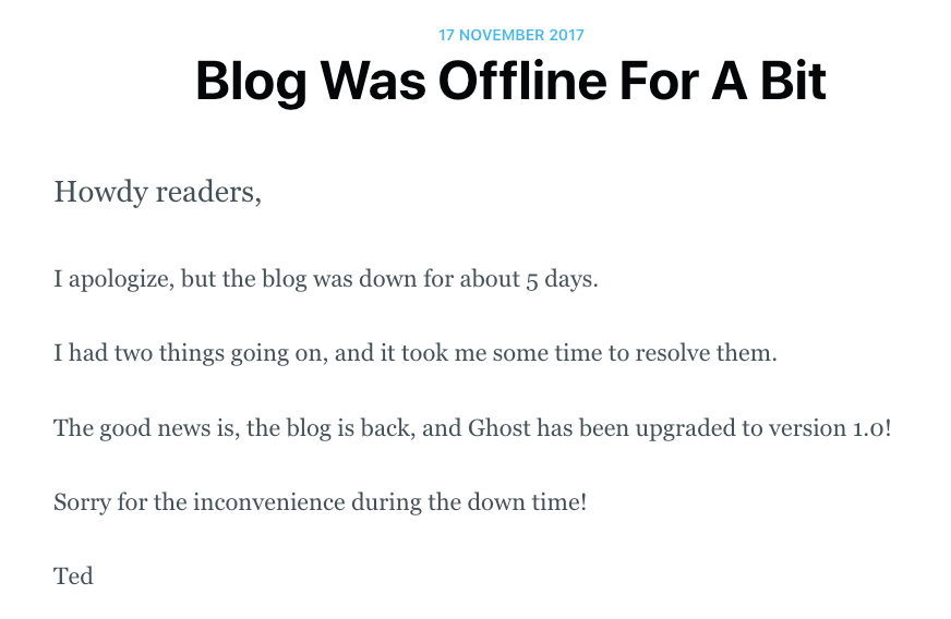 Blog Was Offline For A Bit
