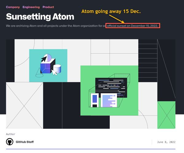 Atom Text Editor Being Retired